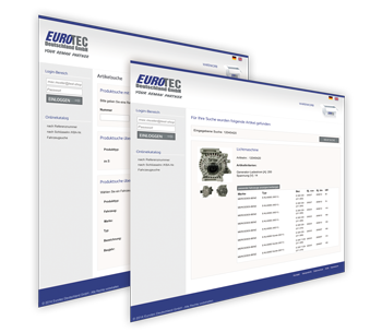 Eurotec Online-Shop Screens